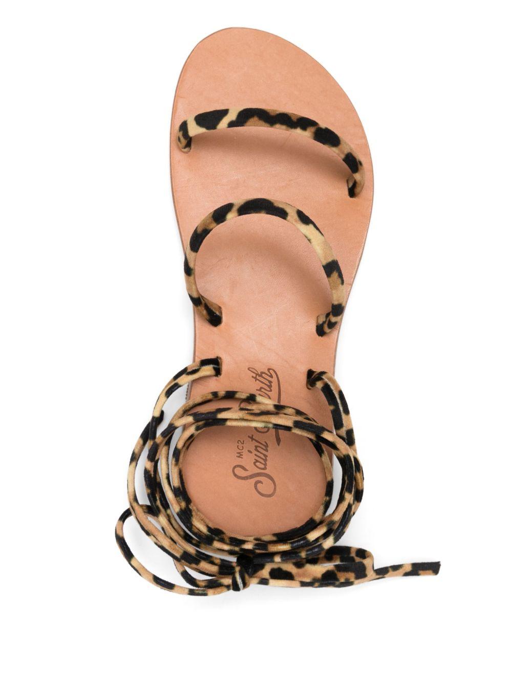 Sandali da donna MC2 Saint Barth marrone leopardato con laccio alla caviglia WRSA001 06349H MC2 ST. BARTH 