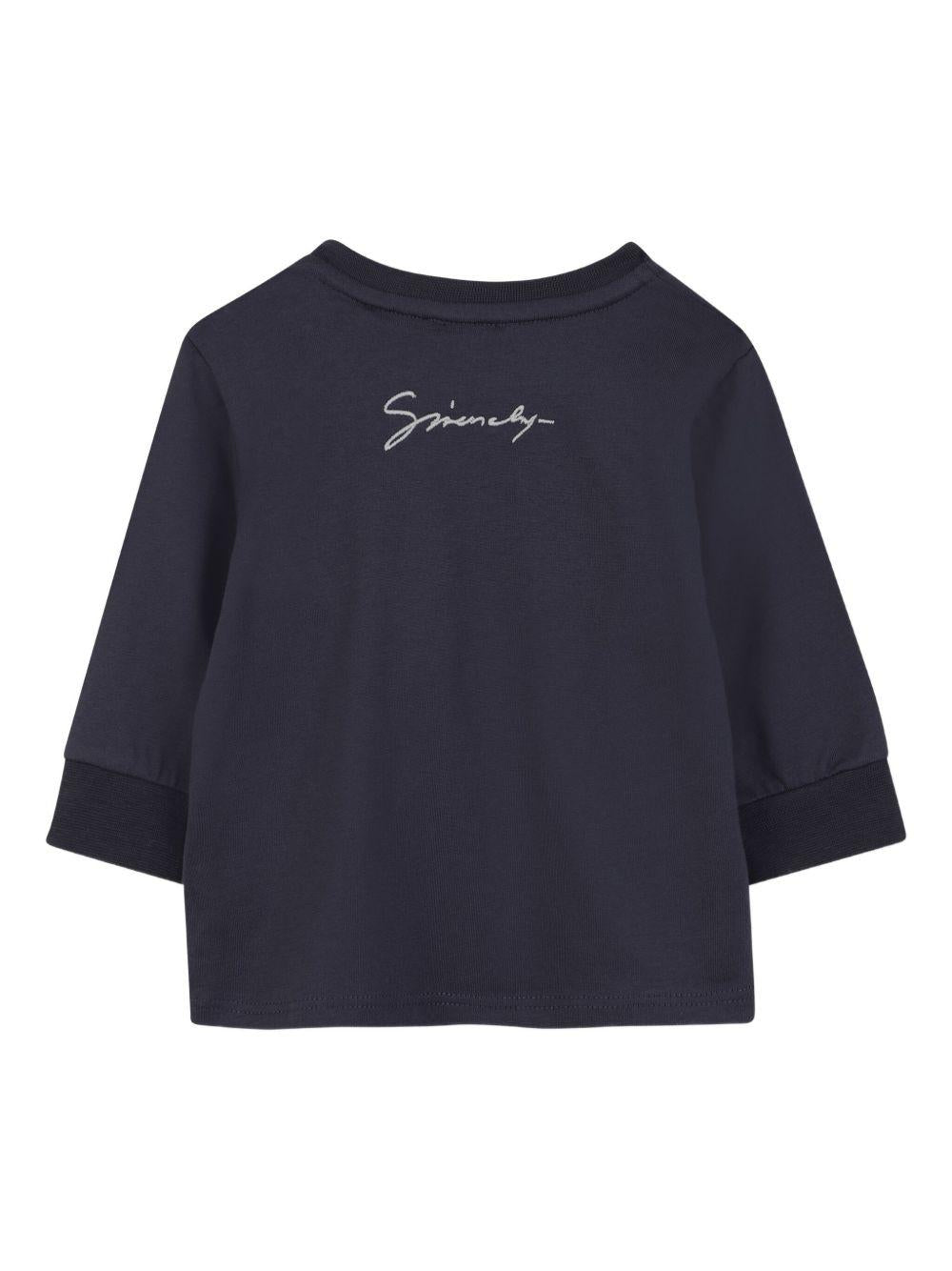 Felpa per neonato Givenchy Kids blu con applicazione con logo H30890 853 GIVENCHY KIDS 