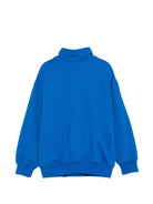 Felpa per bambino Moschino Kids blu con mezza zip HUF0A0LCA94 40157 MOSCHINO KIDS 