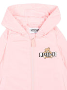 Giacca antipioggia per neonata Moschino Kids rosa con stampa Teddy Bear MUS033L3A39 50209 MOSCHINO KIDS 