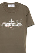T-shirt per bambino Stone Island Junior verde con stampa del logo K2S162100010S0259 V0054 STONE ISLAND JUNIOR 