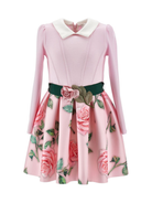 Abito per bambina Monnalisa rosa con decorazione a fiori 11F919 6661 0093 MONNALISA 