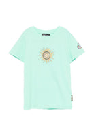T-shirt per bambino Just Cavalli Kids acquamarina con dettaglio sole JBP26076TS GREEN O.W. ROBERTO CAVALLI KIDS 