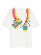 T-shirt per bambina Stella McCartney Kids bianco con stampa grafica TX8B31 Z0434 101 STELLA McCARTNEY KIDS 