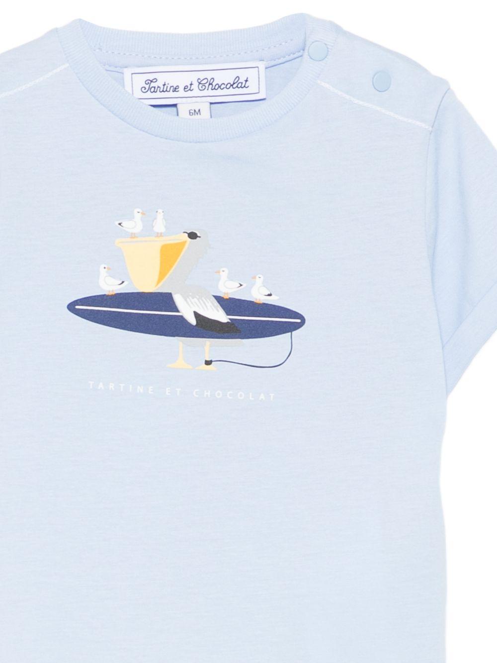 T-shirt per neonato Tartine & Chocolat azzurra con stampa grafica CC10031 44 TArtine & Chocolat KIDS 