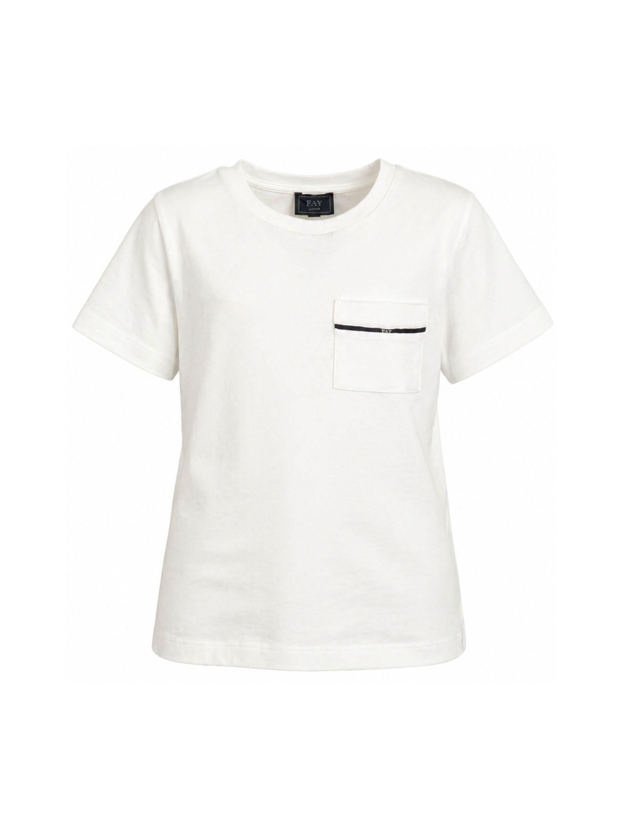 T-shirt per bambino Fay Kids bianca con taschino sul petto FY8P51 Z3708 101 FAY KIDS 