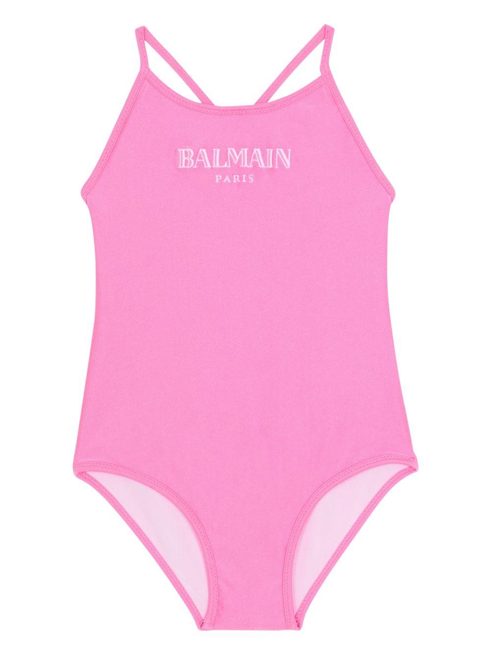 Costume da bagno per bambina Balmain Kids rosa con stampa logo BYCA09 Z0005 552BC BALMAIN KIDS 