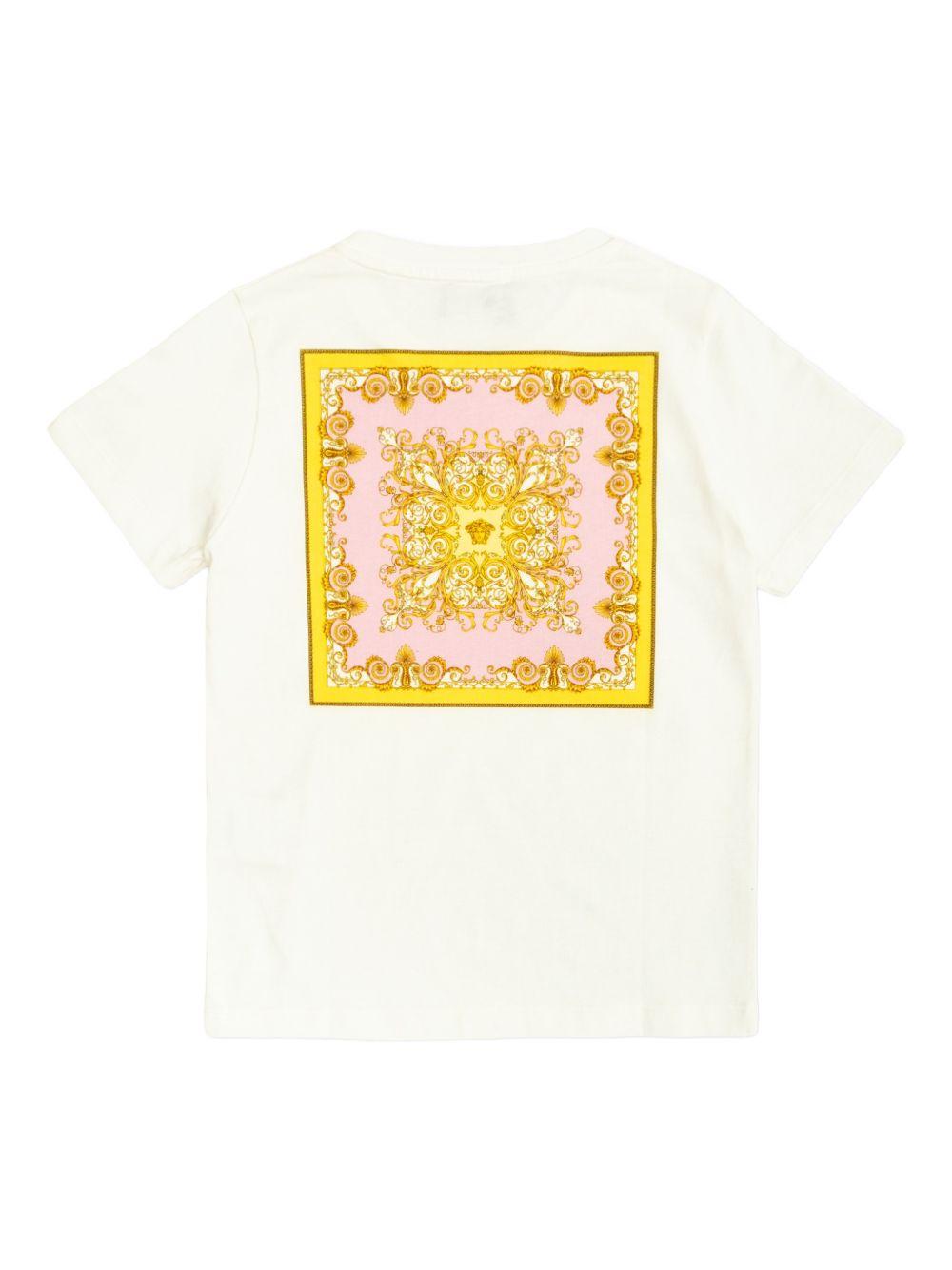 T-shirt per bambina Versace Kids bianca con stampa grafica sul retro 10183421A17235 6WK10 VERSACE KIDS 