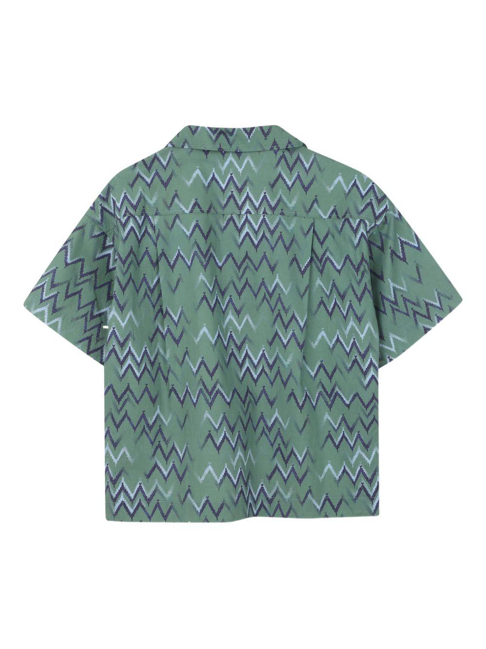 Camicia per bambino Lanvin Enfant verde con motivo a zigzag N30392 U58 LANVIN KIDS 