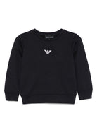 Felpa per bambino Emporio Armani Kids blu con logo aquila sul davanti EB000302 AF14681 MB053 EMPORIO ARMANI KIDS 