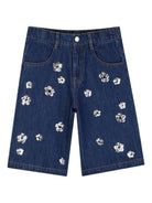 Shorts per bambina The Marc Jacobs Kids blu con decorazione a fiori W60732 Z10 THE MARC JACOBS KIDS 