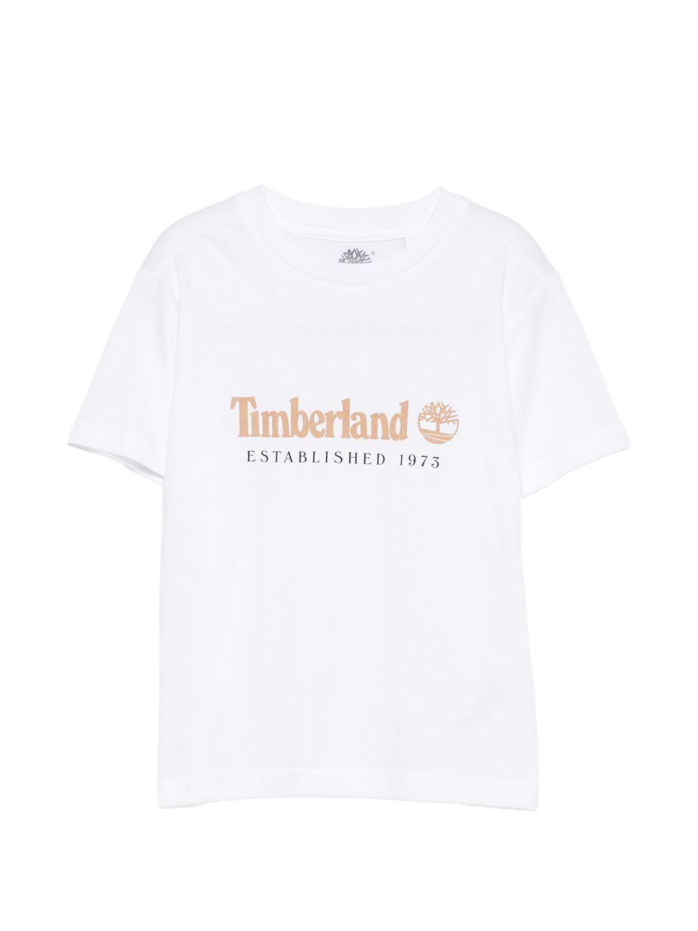 T-shirt per bambino Timberland Kids bianca con stampa logo T60968 10P TIMBERLAND KIDS 