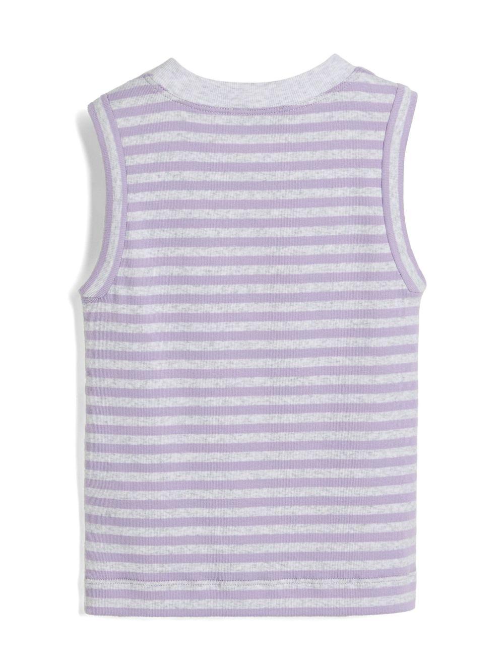 Canotta per bambino Brunello Cucinelli Kids lilla con stampa a righe e design a coste BL917T444 C001 BRUNELLO CUCINELLI KIDS 