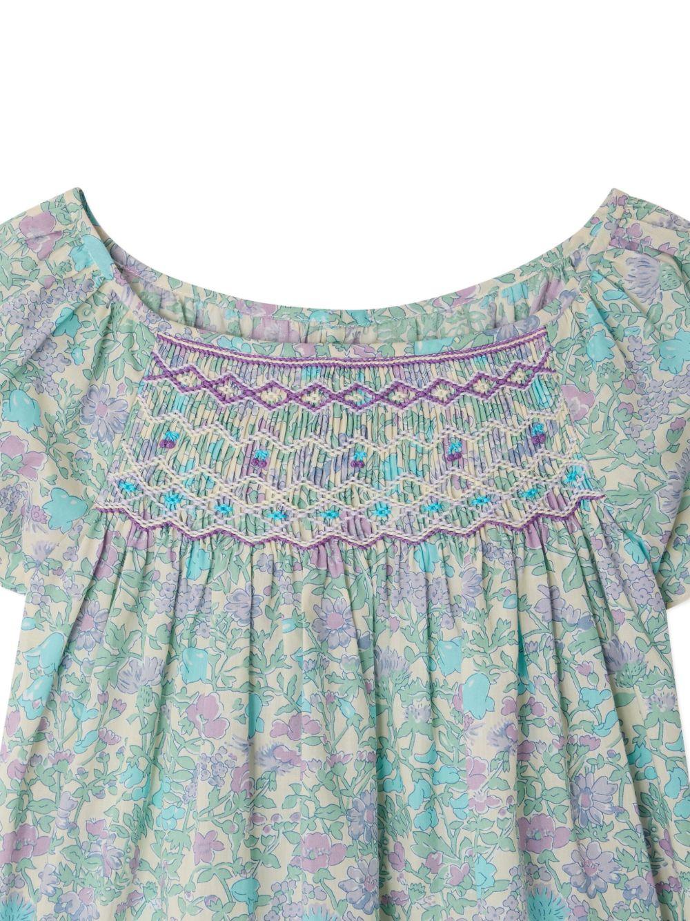 Blusa per bambina Bonpoint azzurro con motivo a fiori C06GBLW00005 556 BONPOINT KIDS 