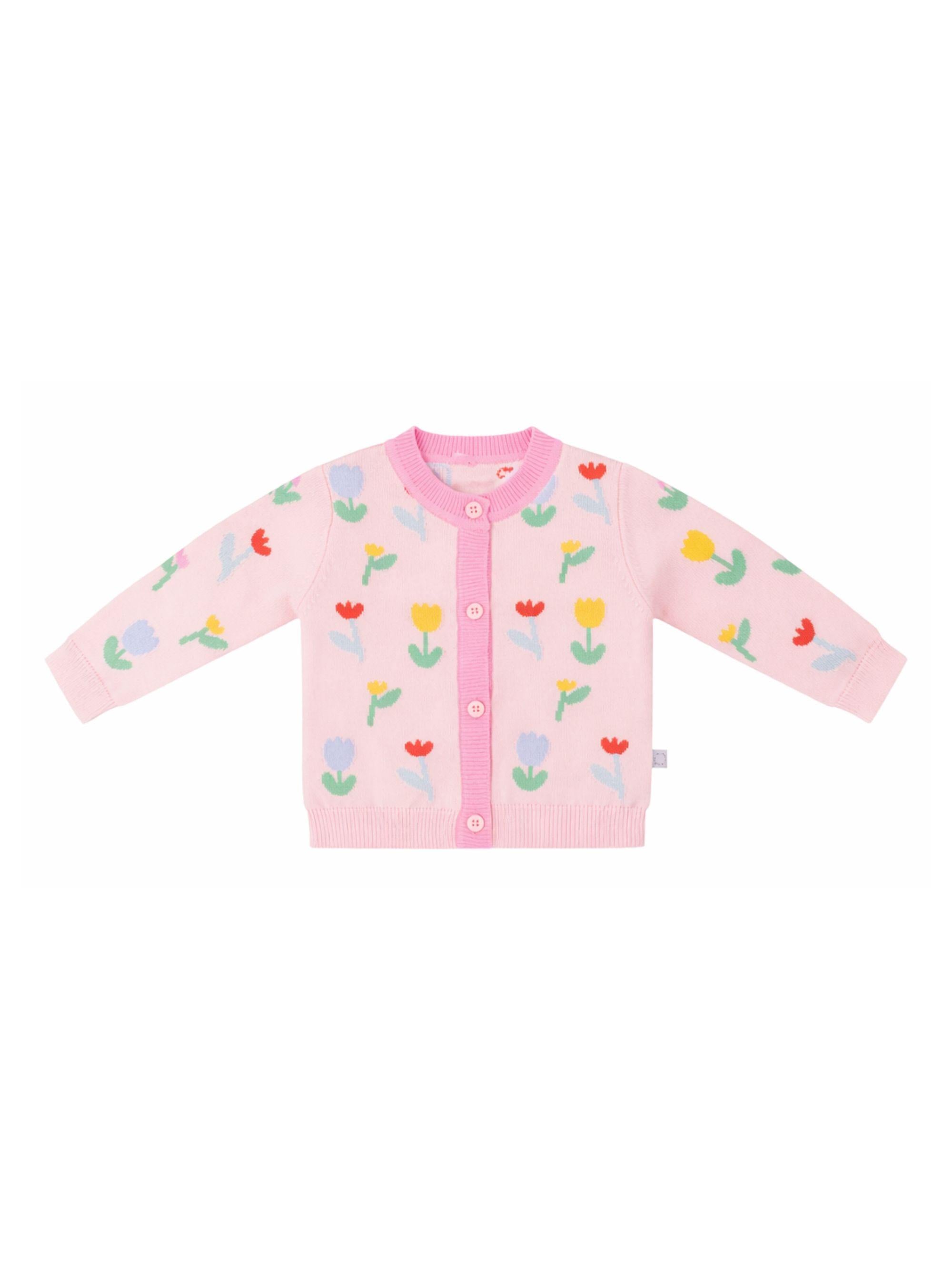 Cardigan per neonata Stella McCartney Kids rosa con ricamo fiori TY9130 Z2423 51Z STELLA McCARTNEY KIDS 
