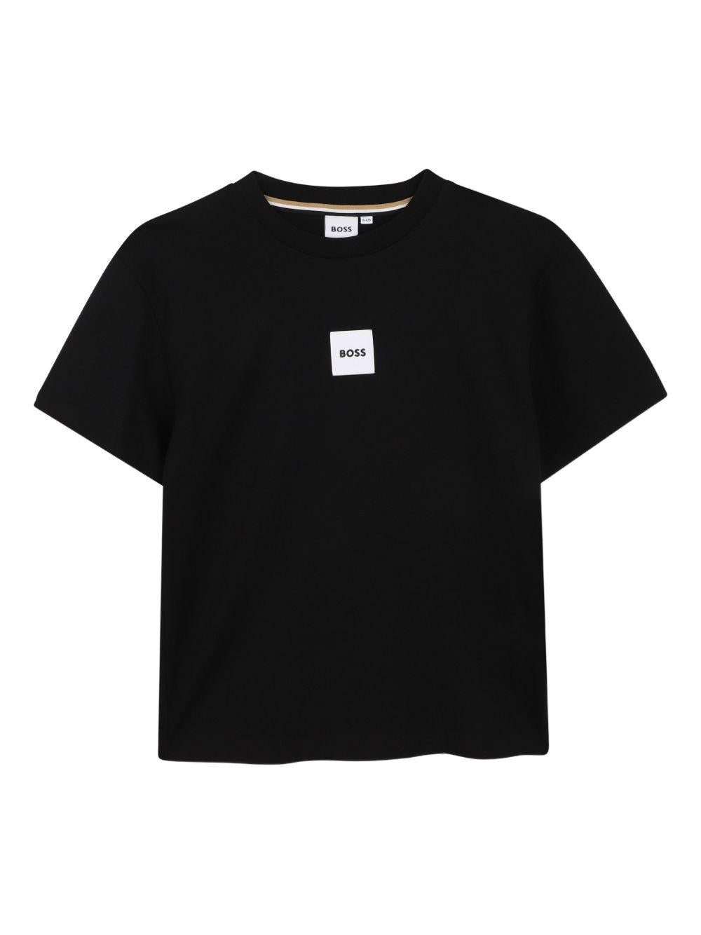 T-shirt per bambino Boss Kids nera con dettaglio logo J52897 09B BOSS KIDS 