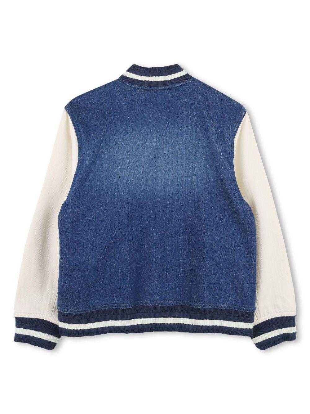 Bomber con logo per bambino Givenchy Kids blu con orlo a coste H30814 Z10 GIVENCHY KIDS 