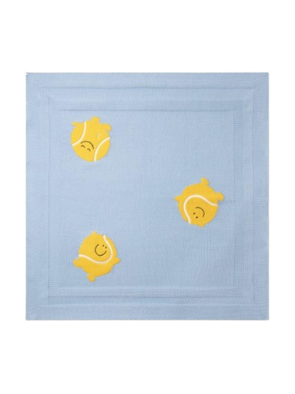 Coperta per neonati Stella McCartney Kids azzurra con ricamo palline da tennis TY0510 Z2423 602 STELLA McCARTNEY KIDS 