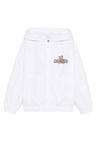 Giubbino per bambini Moschino Kids bianca con stampa Teddy Bear sul davanti HUS05KL3A39 10101 MOSCHINO KIDS 