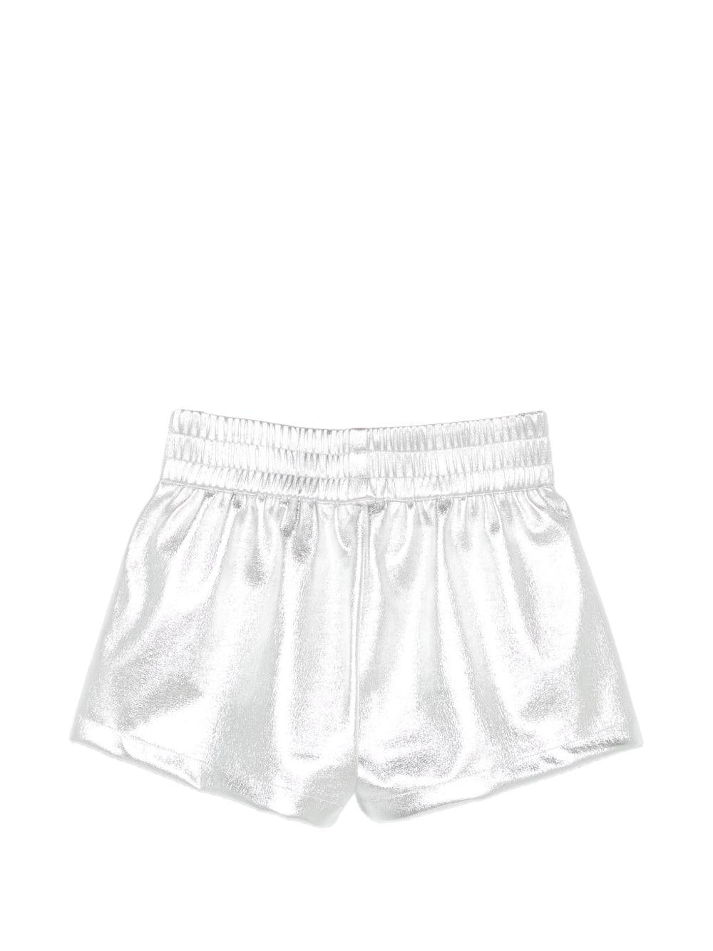 Shorts per bambino John Richmond Junior argento metalizzato con dettaglio logo RGP26044SH SILVER JOHN RICHMOND KIDS 