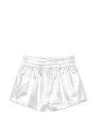 Shorts per bambino John Richmond Junior argento metalizzato con dettaglio logo RGP26044SH SILVER JOHN RICHMOND KIDS 
