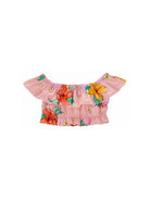Top per bambina Monnalisa Kids x Disney rosa con volant e stampa floreale 11H310 8656 0093 MONNALISA KIDS 