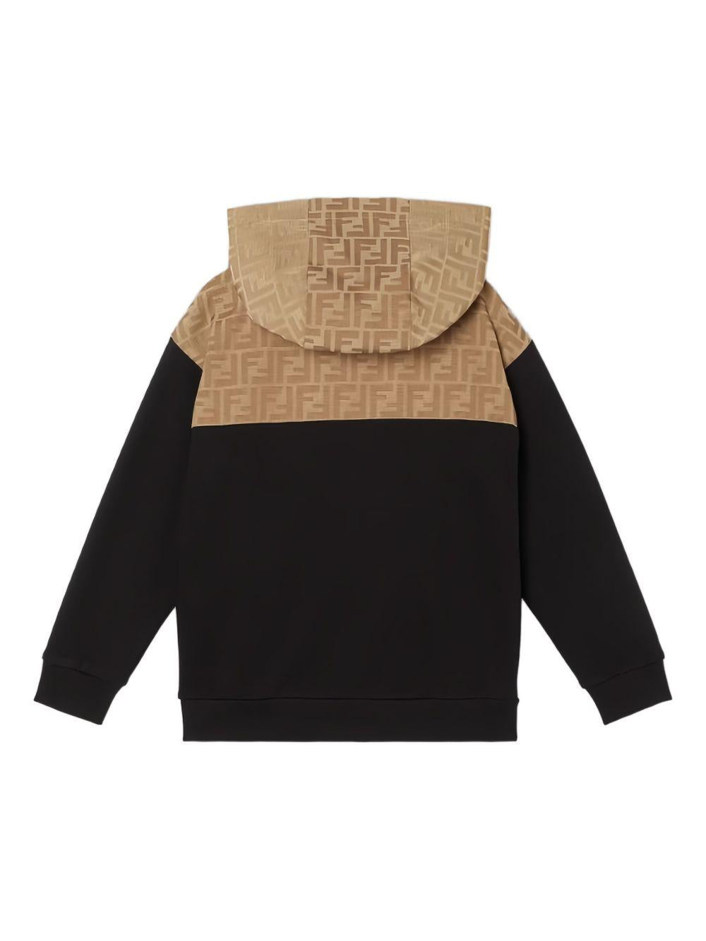 Felpa per bambino Fendi Kids nera con dettagli monogramma FF JUH106 5V0 F13IV FENDI KIDS 