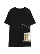 T-shirt per bambino Fendi Kids nera con stampa grafica JMI525 AVWL F0GME FENDI KIDS 
