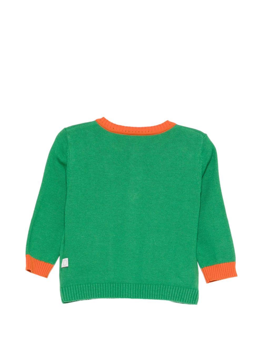 Cardigan per neonato Stella McCartney Kids verde con ricamo palline da tennis e basket TY9500 Z2922 769 STELLA McCARTNEY KIDS 
