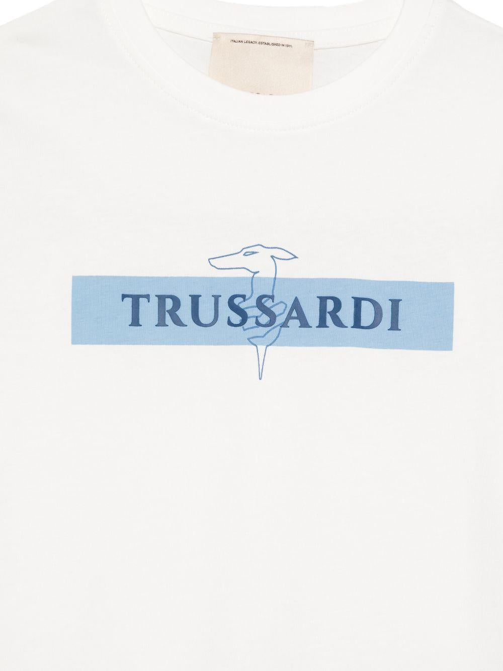 T-shirt per bambino Trussardi Junior bianca con dettaglio logo TBP26108TS OFF-WHITE TRUSSARDI KIDS 