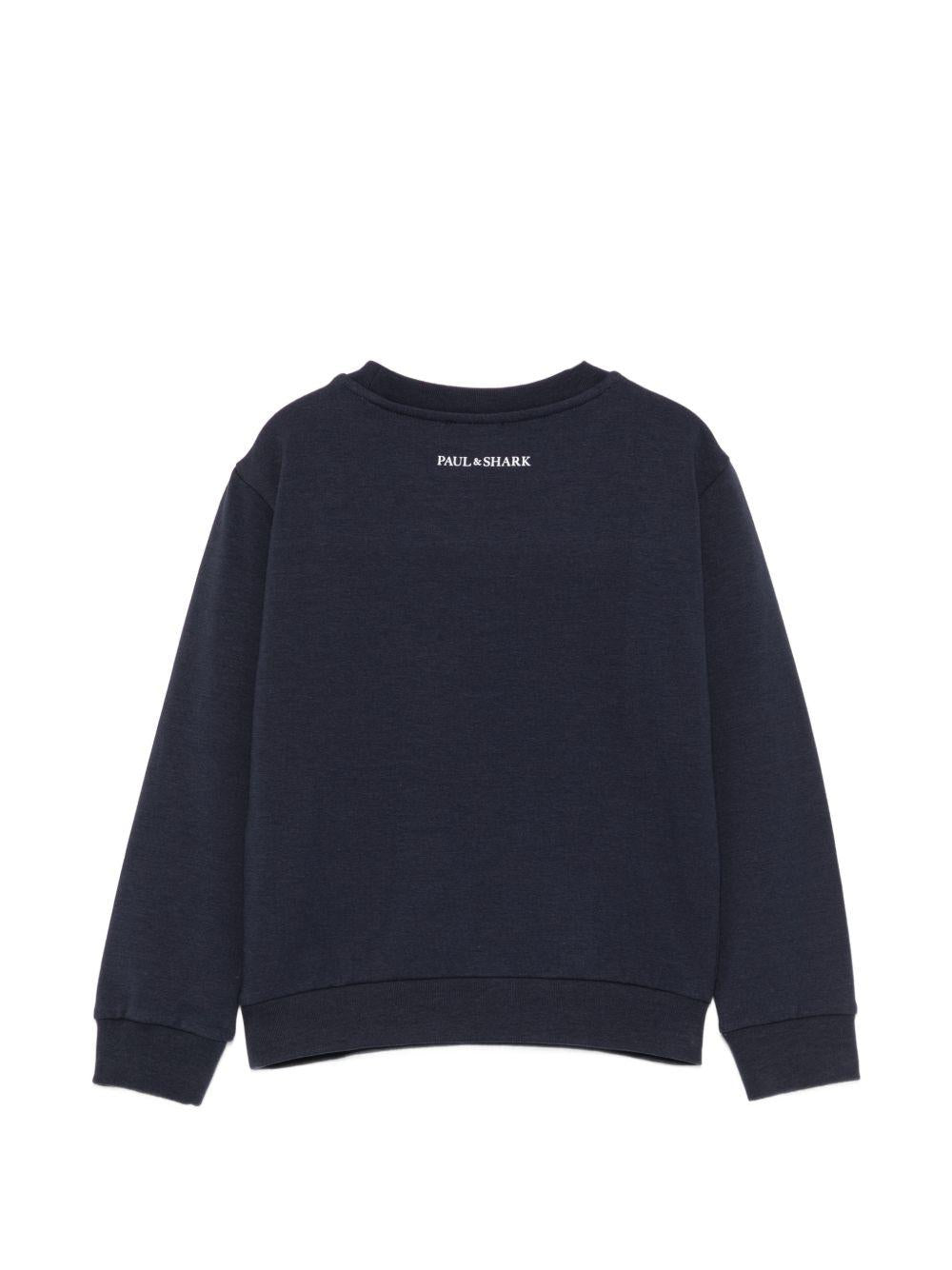 Felpa per bambino Paul & Shark Kids blu con logo ricamato WMF00ALDA68 42370 PAUL & SHARK KIDS 