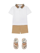 Polo per neonato Burberry Kids bianca con logo ricamato 8105577 A1464 BURBERRY KIDS 
