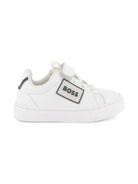 Sneakers per bambino BOSS Kids bianche con applicazione con logo J52573 10P BOSS KIDS 