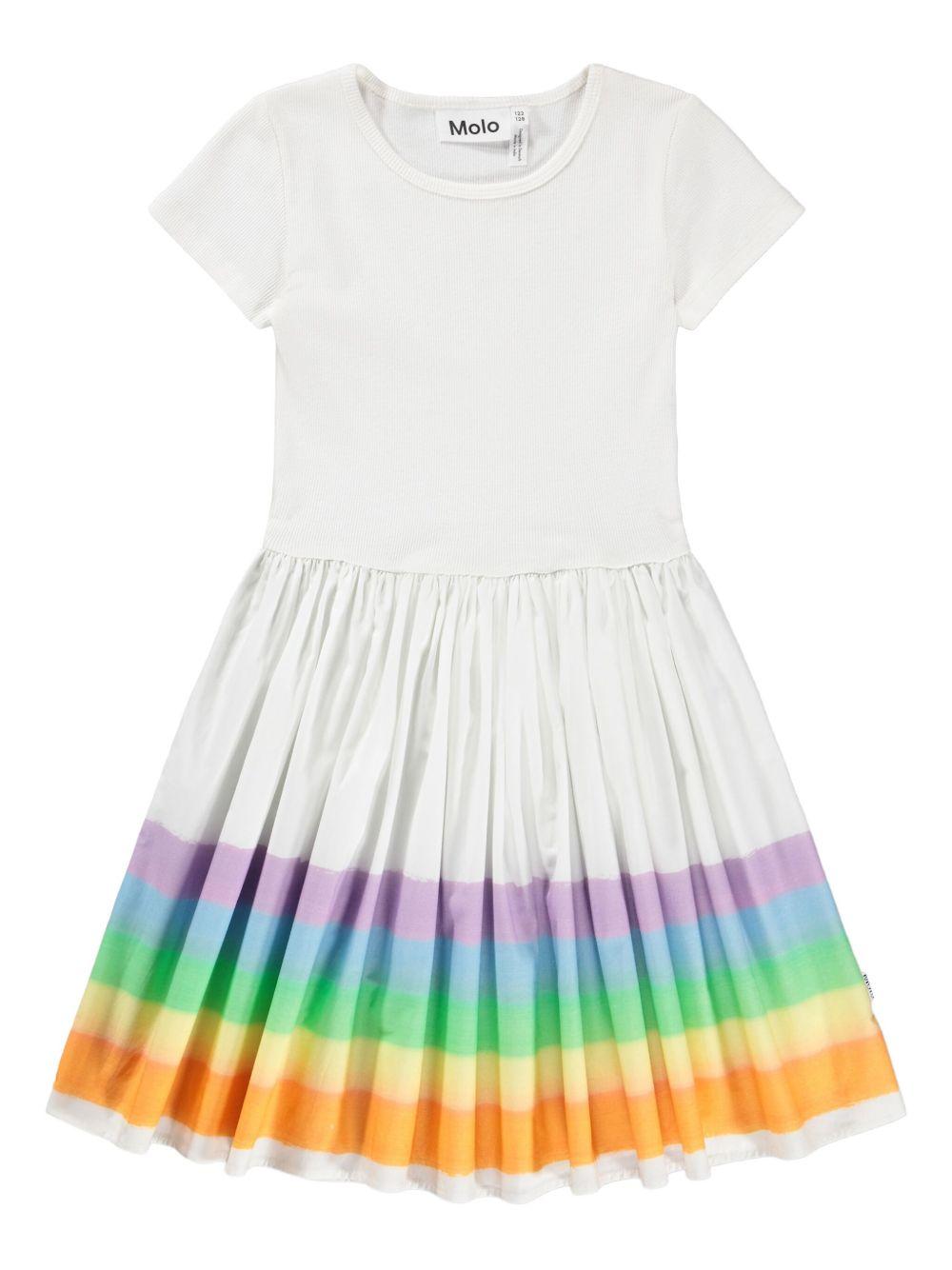 Abito Cissa per bambina Molo bianca con stampa arcobaleno 2S26E102 5237 MOLO 