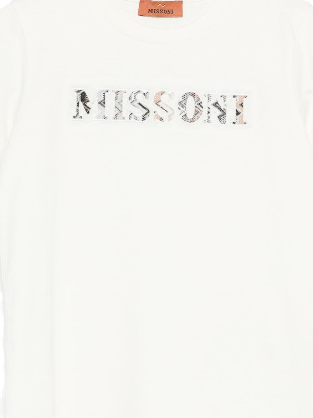 T-shirt per bambino Missoni Kids bianca con logo ricamato MY8P51 Z3672 102 MISSONI KIDS 