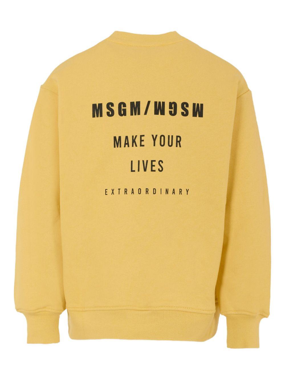Felpa per bambino MSGM Kids giallo con stampa del logo F5MSJBSW214 020 MSGM KIDS 