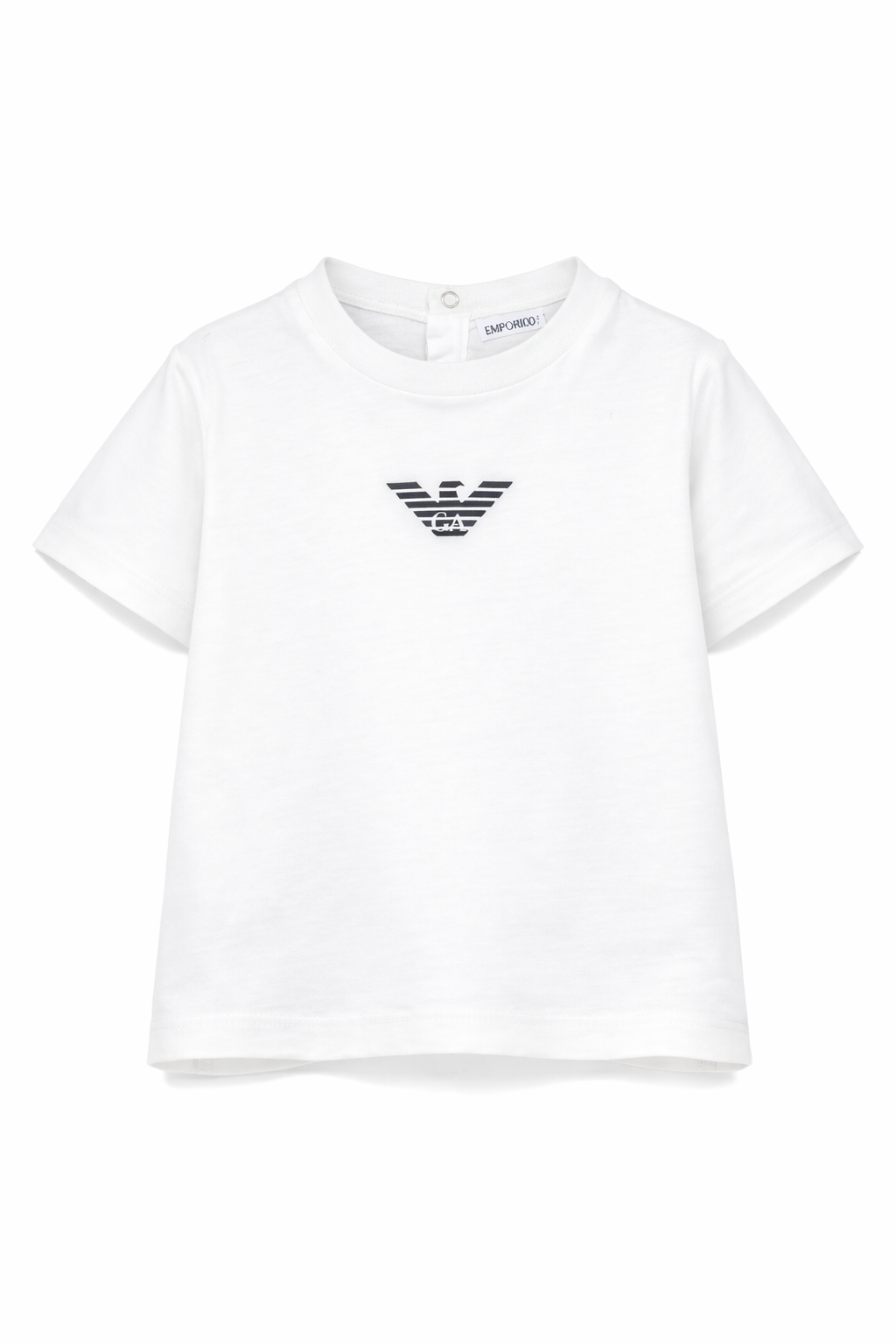 T-shirt per neonato Emporio Armani Kids bianca con logo aquila sul davanti EB000419 AF15013 M0134 EMPORIO ARMANI KIDS 