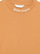 T-shirt per bambino Palm Angels Kids marrone con stampa logo sul girocollo F6PAJBTH012 1531 PALM ANGELS KIDS 