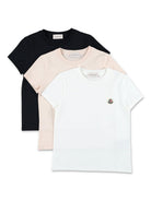 Set di 3 t-shirt per bambina Moncler Enfant multicolore con applicazione logo L19548C0003489AT9 3P2 MONCLER KIDS 