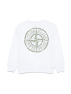 Felpa per bambino Stone Island Junior bianco girocollo con stampa con logo K1S166100018S0131 V0001 STONE ISLAND JUNIOR 
