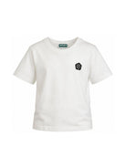 T-shirt per bambina Kenzo Kids bianca con applicazione Boke Flower sul petto K62190 117 KENZO KIDS 