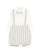 Set camicia con salopette per neonato Colorichiari bianco a righe (3 pezzi)<BR/><BR/> MN308410 4878 35 COLORICHIARI KIDS 