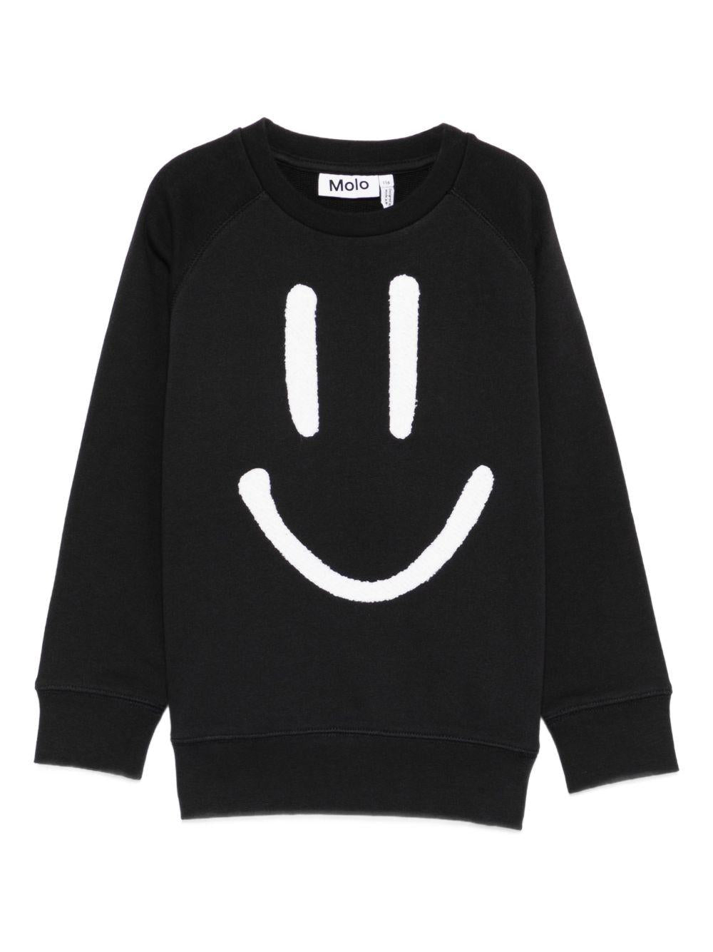 Felpa Mike per bambino Molo nera con stampa smile sul davanti 6S26J201 0099 MOLO KIDS 