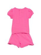 Set due pezzi per neonata Moschino Kids fucsia con stampa orsetto MBG01OLBA00 50533 MOSCHINO KIDS 