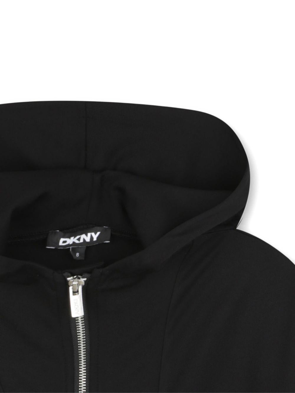 Felpa con cappuccio per bambina DKNY Kids nera con zip D62385 09B DKNY 