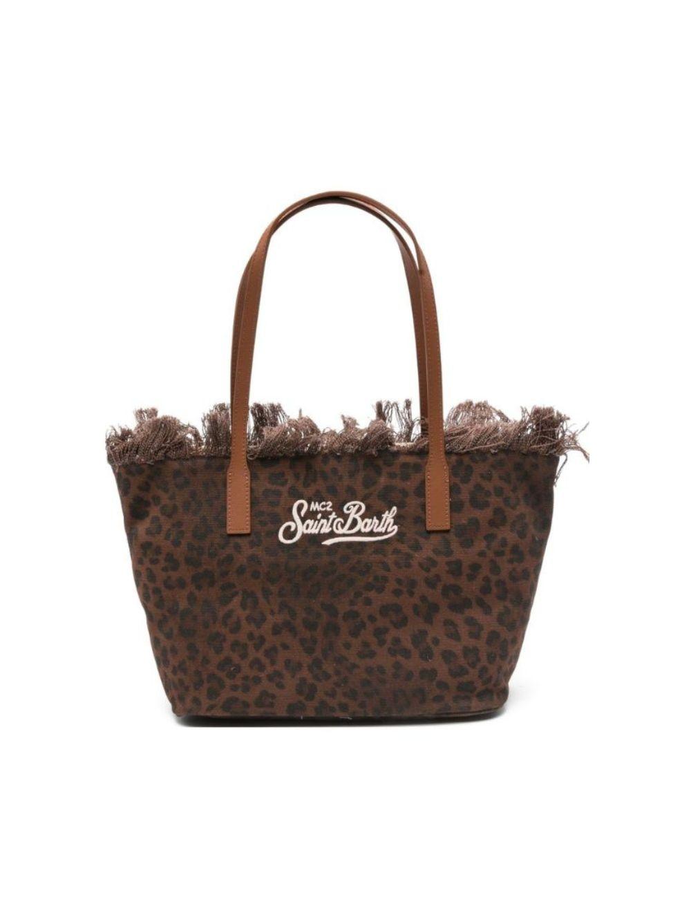 Borsa City Medium MC2 Saint Barth marrone animalier con frange CBMF001 00588L MC2 ST. BARTH KIDS 