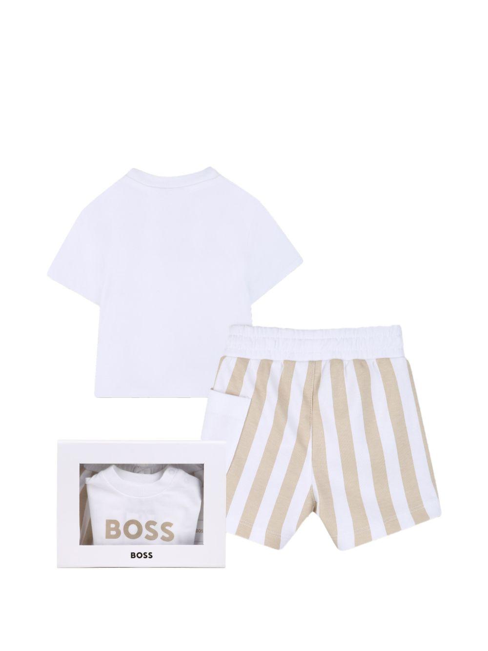 Set t-shirt con shorts per neonato Boss Kids bianco con motivo a righe J53048 249 BOSS KIDS 