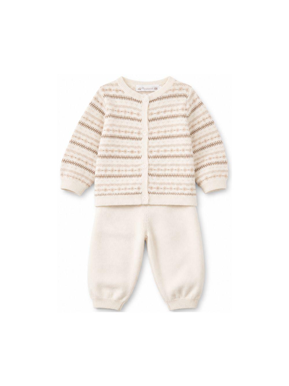 Completo per neonati Bonpoint Kids beige con motivo Fair Isle W06PSEK00005 902 BONPOINT KIDS 