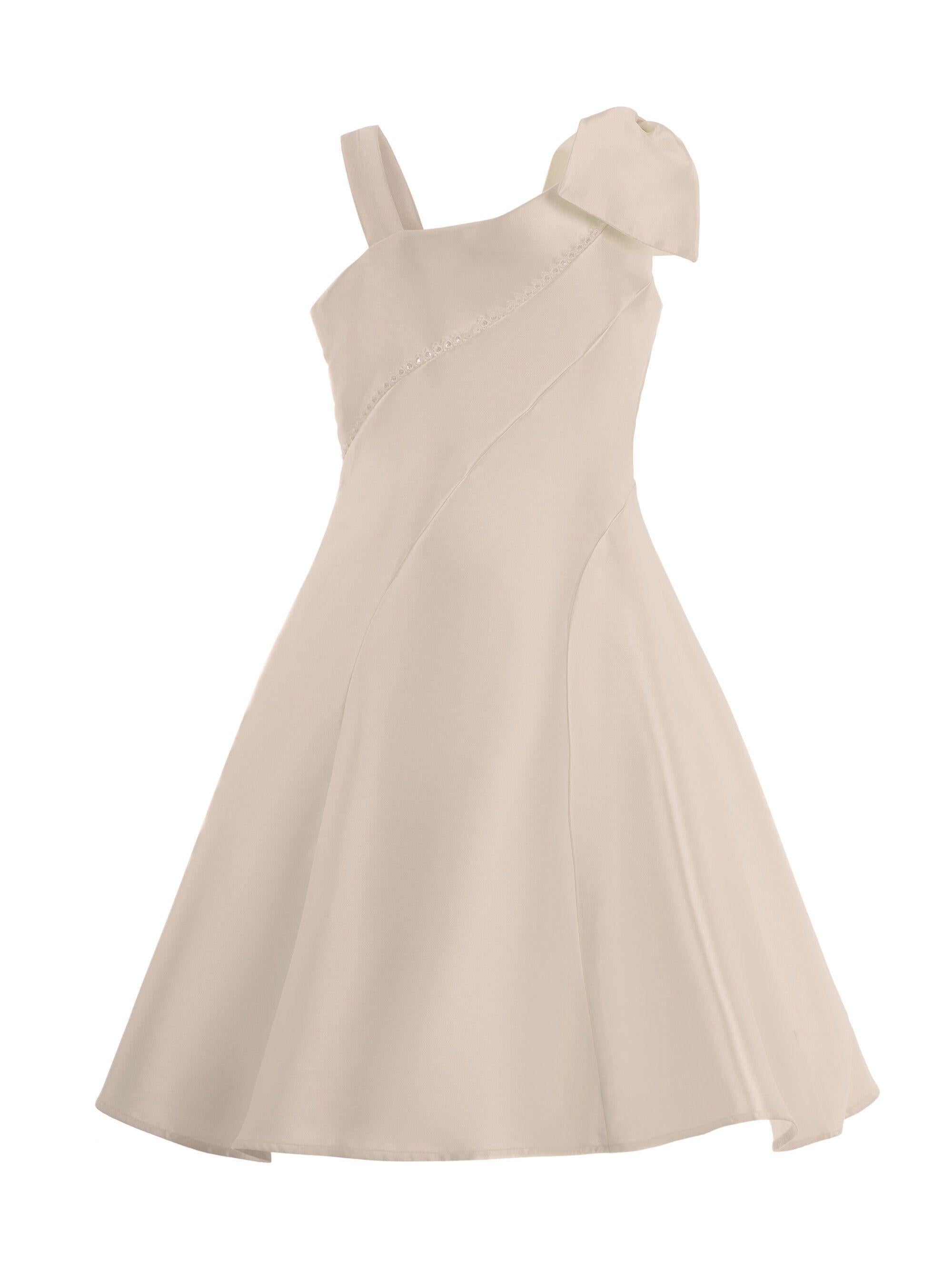 Abito per bambina Monnalisa beige monospalla con fiocco 71G901 7304 0092 MONNALISA KIDS 