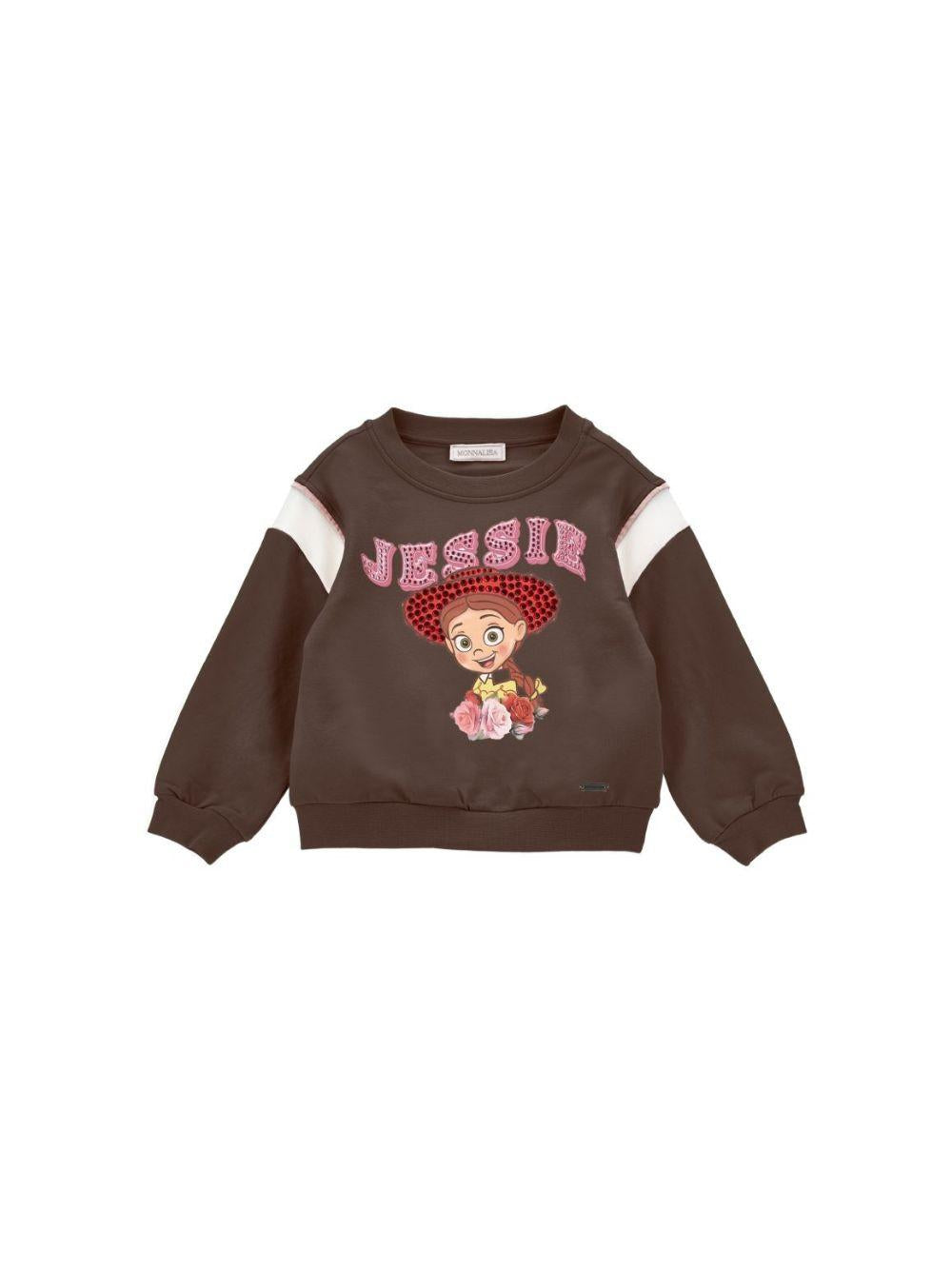 Felpa per bambina Monnalisa Kids x Pixar marrone con stampa e cristalli 19H600NP 8006 0006 MONNALISA KIDS 
